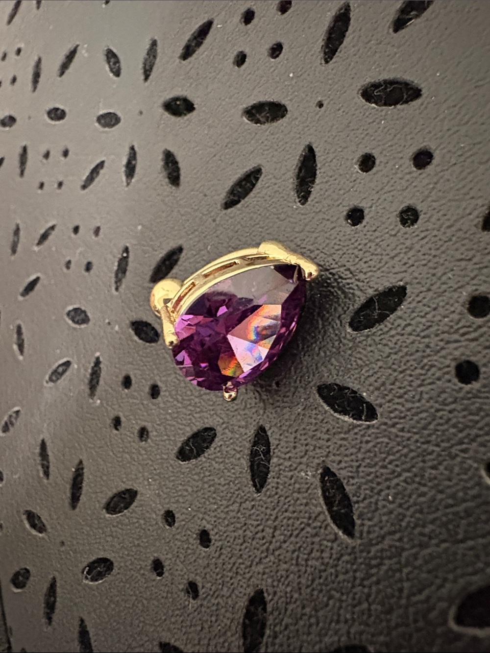 Gold Teardrop Purple Crystal Belly Button Ring- Women Jewelry
